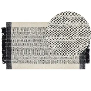 Wool Area Rug 80 x 150 cm Black and White KETENLI