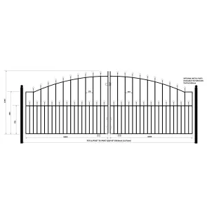 MANA Ball Top Arched Metal Driveway Gate 3353mm GAP x 1220mm High MAZP22