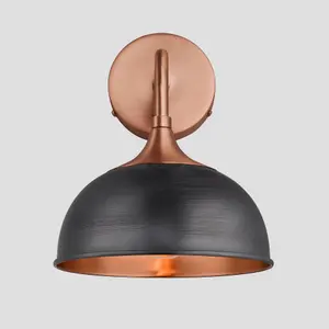 Industville Chelsea Dome Wall Light, 8 Inch, Pewter & Copper, Copper Holder