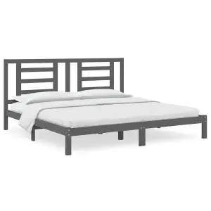 Berkfield Bed Frame Grey Solid Wood Pine 200x200 cm