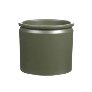 Ceramic Indoor Plant Pot - Green Matt Finish - H12cm