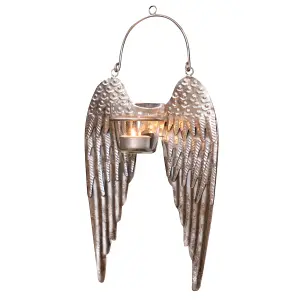 Silver Angel Wings Decorative Tealight Décor Christmas Candle Holders