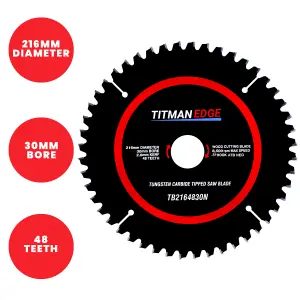 Titman Edge TCT Mitre Saw Blade 216mm x 30mm x 48 Tooth - TB2164830N