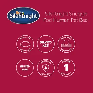 Silentnight Snuggle Pod Human Pet Bed Foam Mattress Base Pillow Side Plush Cover