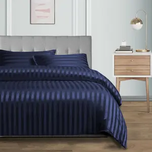 Microfibre 250 Thread Count Reversible Modern & Contemporary Reversible Duvet Cover Set Navy / Kingsize