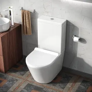 Nes Home Rimless Close Coupled WC Toilet Pan Cistern and Soft Close Seat Bathroom