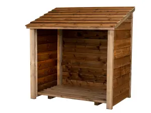 Wooden Log Store (W-119cm, H-118cm, D-71cm) Brown finish