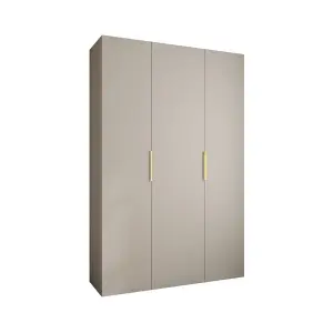 Elegant Cashmere Como IV Hinged Door Wardrobe H2460mm W1600mm D500mm, Three Doors, Eleven Shelves, Two Hanging Rails, Gold Handles