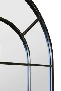 MirrorOutlet Arcus - Antique Black Framed Arched Window Leaner / Wall Mirror 71" X 33.5" (180x85CM)