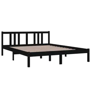 Berkfield Bed Frame Black Solid Wood 150x200 cm King Size