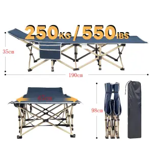 Portable Folding Camping Cot Outdoor Bedwith Carry Bag - Blue