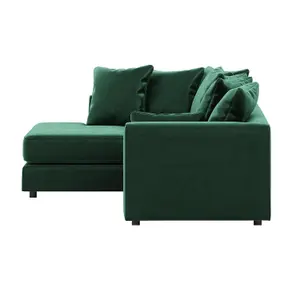 Brooklyn Plush Velvet 3 to 4 Seater L Shaped Corner Sofa Foam Green Left Hand Facing