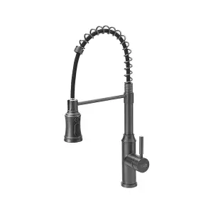 Grey Stainless Steel Side Lever Kitchen Spring Neck Kitchen Tap Mixer Tap