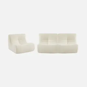 sweeek. Set of 3 armchairs in boucle fabric Sokol trio White 91x105x72 cm