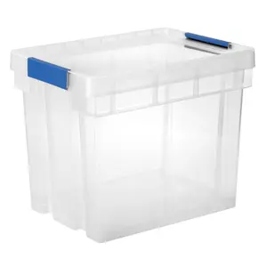 Form Xago Heavy duty Clear 51L Small, medium & XL Plastic Stackable Storage box & Lid, Pack of 3