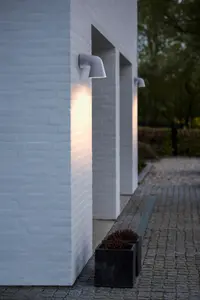 Nordlux Front Single Outdoor Patio Terrace Garden Wall Light In White (Height) 15.6cm