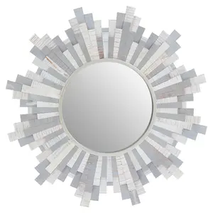 Interiors by Premier Sunburst Grey and White Wooden Wall Mirror