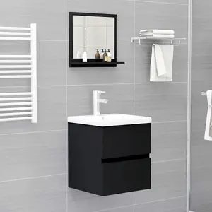 Berkfield Bathroom Mirror Black 40x10.5x37 cm Engineered Wood