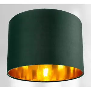 Contemporary Green Cotton 10 Table/Pendant Lamp Shade with Shiny Copper Inner