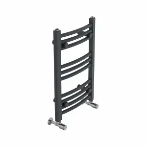 Right Radiators 600x400 mm Curved Heated Towel Rail Radiator Bathroom Ladder Warmer Anthracite