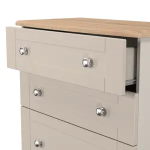 Sussex Ready assembled Beige & oak 4 Drawer Chest (H)1074mm (W)765mm (D)415mm