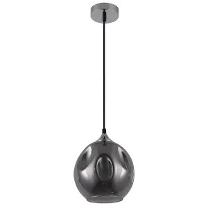 HARPER LIVING Pendant Ceiling Light, Smoke Grey Finish, Dome Shade, Adjustable Height