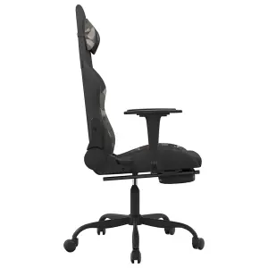 Swivel Gaming Chair with Footrest Black and Camouflage Fabric