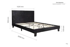 Birlea Berlin King Bed Black Crushed Velvet