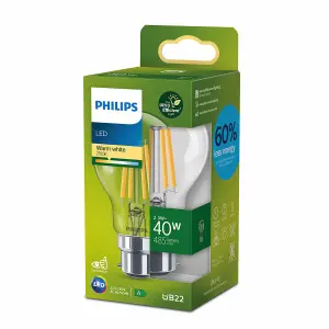 Philips B22 2.3W 485lm Transparent A60 Warm white LED Light bulb