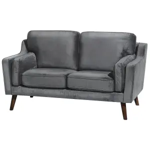 2 Seater Velvet Sofa Grey LOKKA