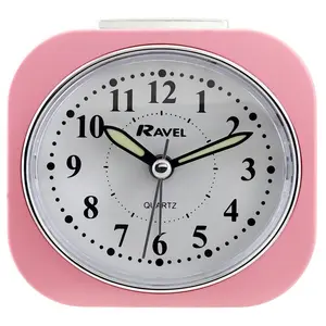 Analogue Quartz Movement / Crystal Alarm Tabletop Clock Pink/White