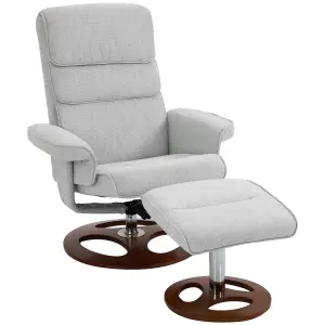 HOMCOM Recliner Chair Ottoman Set 360 Swivel Sofa Wood Base Grey