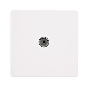 White Metal Screwless Plate 1 Gang Single Coaxial TV Socket - White Trim - SE Home