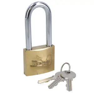 50mm long shackle brass padlock 3 keys security / lock / shed / garage TE620