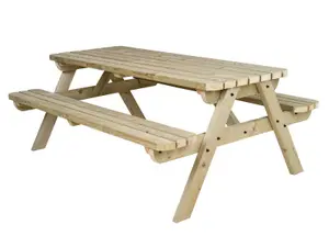 Fortem Rounded Pub Style Picnic Table Benches Set (5ft, Natural finish)