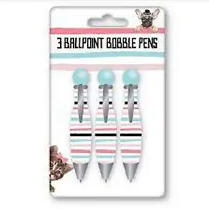 Bobble Ballpoint Pen (Pack of 3) Blue/White/Grey (One Size)