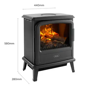 Dimplex Evandale 2000W Matt Slate grey Cast iron effect Electric Stove (H)580mm (W)440mm