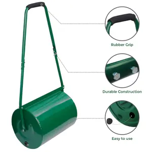 GARDEN LAWN METAL WATER SAND FILLED MANUAL GRASS ROLLER 38L