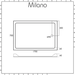 1700mm X 700mm Milano Low Profile Rectangular Shower Tray