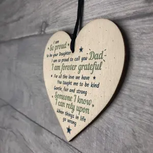 Red Ocean Fathers Day Birthday Gift For Dad Daddy Wooden Hanging Heart Sign Gift From Daughter