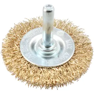 50mm 2" Wide Flat Steel Wire Brush for Drills Brass Coated Rust Paint Remover