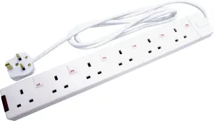 Masterplug SWG 6/2 6 socket 13A White Extension lead, 2m