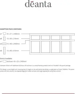 Hampton White Primed Wall Panelling Pack (2400mm Pack)