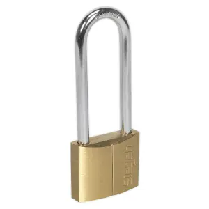 Sealey 40mm Long Shackle Brass Body Padlock With Brass Cylinder Three Keys S0989