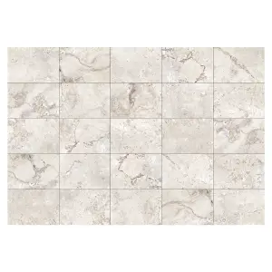 Zelus White Stone Effect Indoor & Outdoor Porcelain Tile - Pack of 192, 56.16m² - (L)650x(W)450mm