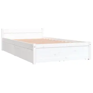 Berkfield Bed Frame with Drawers White 90x200 cm