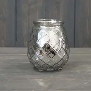 The Satchville Gift Company Silver Glass Tealight Holder