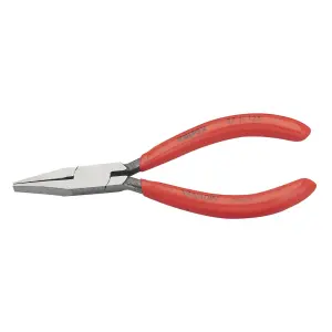 KNIPEX 37 11 125 Flat Nose Pliers for precision mechanics plastic coated black atramentized, 125mm 55952