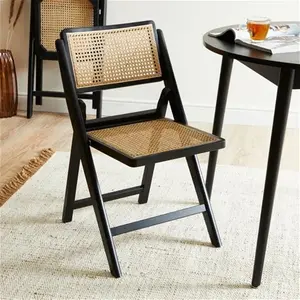 Dunelm Franco Folding Dining Chair, Black Beech Wood, Mid Century, Natural, Beech Wood/Wood