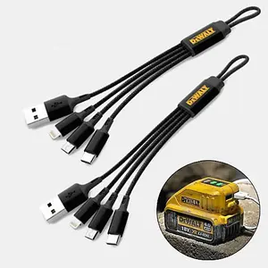 Dewalt 3 in 1 Multi Head USB Charger Cable iPhone Android Charging Lead X 2